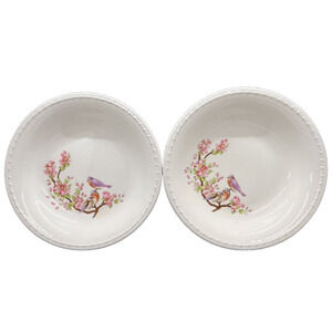 2 Taylor Smith & Taylor 1942 Birds On Branch RARE Purple Birds On Dogwood Plates